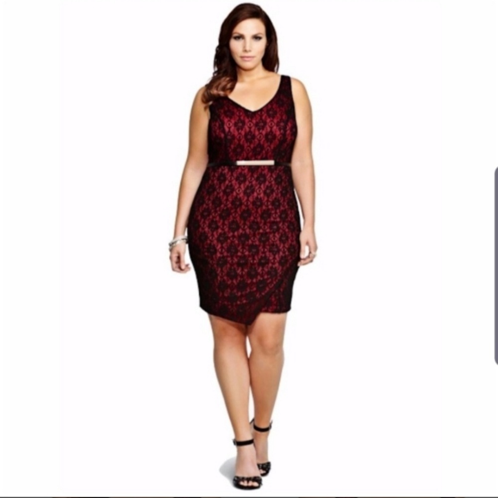 Torrid lace black and red dress